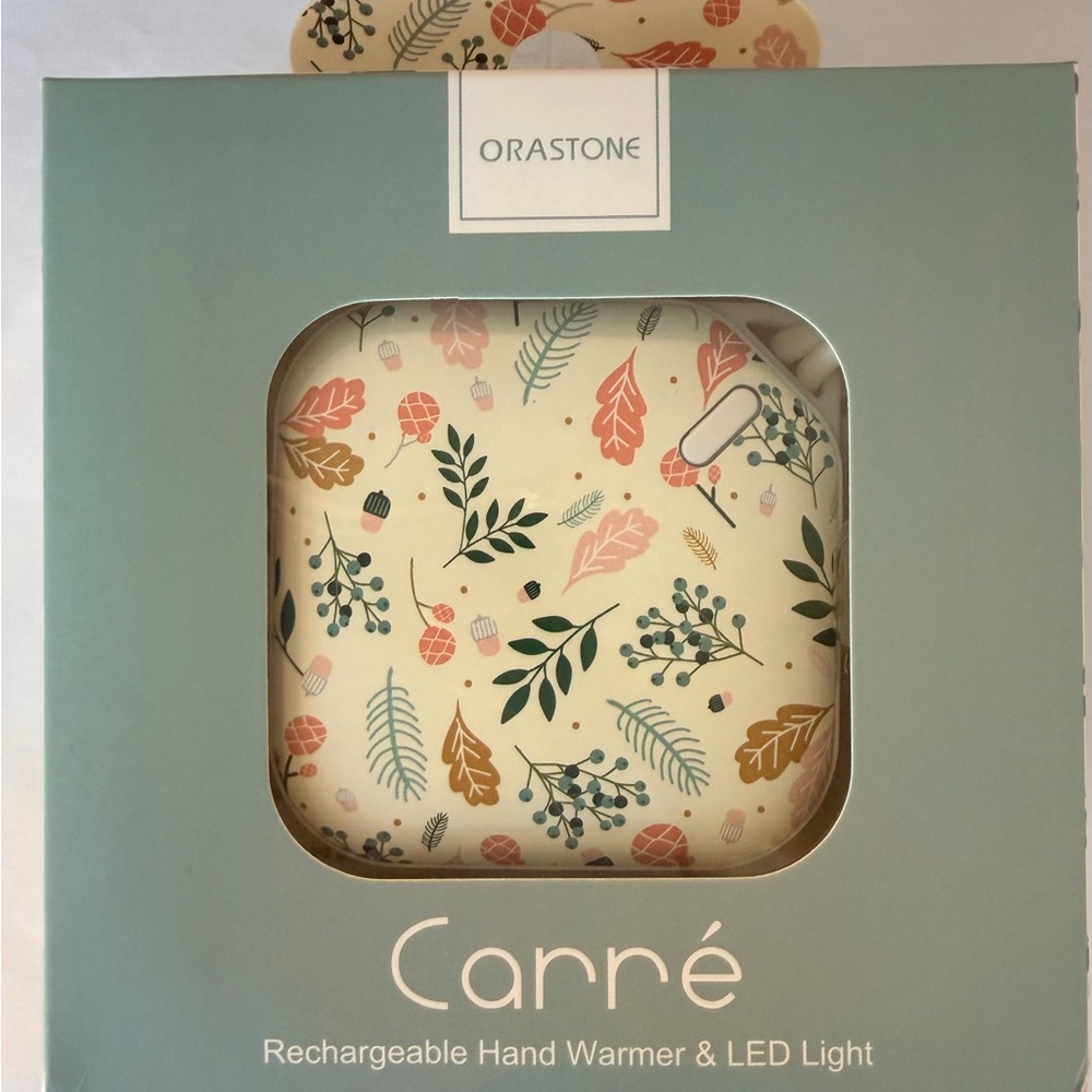 Carré Rechargeable Hand Warmer & LED Light - Cream Floral Design